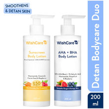 Wishcare Detan Combo Sunscreen SPF 50 Broad Spectrum & 10% AHA + 1% BHA Body Lotion