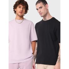 Bewakoof Men's Pack of 2 Men's Purple & Black Oversized T-shirt