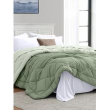 Haus & Kinder Comfy Flip Solid Reversible 120 GSM Double Comforter Sage Green & Olive