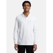 Jockey 3914 Men Super Combed Cotton Rich Solid Full Sleeve Polo T-Shirt - White