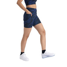 Hunnit Cosmic Waves High Waist Gym Stretchable Shorts with 2 Side Pockets