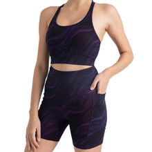 Hunnit Cosmic Waves High Waist Gym Stretchable Shorts with 2 Side Pockets