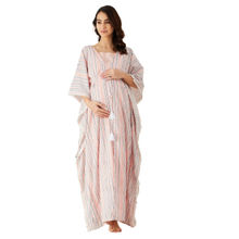 The Kaftan Company White Patterned Geometric Print Maternity and Feeding Gown set