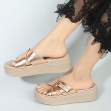 ELLE Rose Gold Solid Open Back Women Sandals