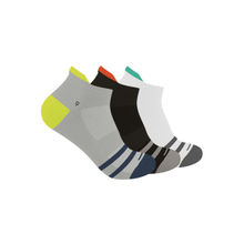 Footprints Multi-Colour Organic Cotton Bamboo Anti Slip Silicon Grip Ankle Socks (Pack Of 3)