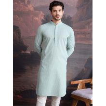 Sanwara Men Light Green Cotton Chikankari Stylish Kurta