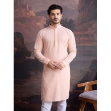 Sanwara Men Peach Cotton Chikankari Stylish Kurta