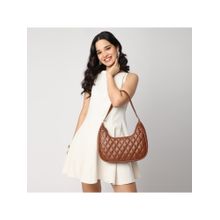 Fastrack Quilted Crush Hand Bag - Tan