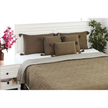 PLUCHI Diamond Linked Fab Brown Knitted King Size Bed Cover with 2 Pillow Cover and 3 Cushion Cover