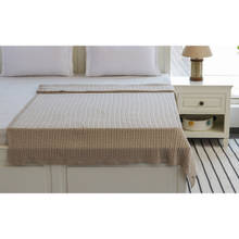 PLUCHI Cable Knit Beige Melange Cotton Knitted AC Blanket Dohar for Round the Year Use