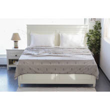 PLUCHI Graham Medium Grey and Natural Cotton Knitted Double Bed AC Blanket Dohar (King)