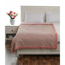 PLUCHI Eleanor Pink and Natural Single Bed Cotton Knitted Blanket with Fur Back