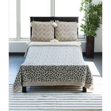 PLUCHI Leopard Design Pale Whisper Cotton Knitted Single Bed Blanket layered with Warm Sherpa