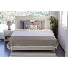 PLUCHI Casa Luxor Light Grey and Ivory Cotton Knitted Double Bed Sherpa Comforter 229Cm X 254 Cm