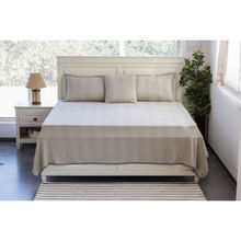 PLUCHI Herringbone Light Grey Melange and Natural King Size Bed Cover Ac Blanket Set of 4