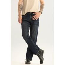 Snitch Mens Navy Blue Plain Bootcut Casual Jeans
