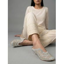 Dollphin Women Silver Embellished Party Wear Fancy Mules Heels