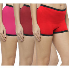 N-Gal 4 Way Cotton Lycra Lingerie Underwear Boyshort Panty (Combo Of 3) - Multi-Color