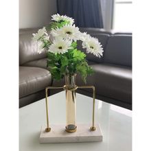 Fourwalls Beautiful Artificial Decorative Garabara Flower Bunch with 10 Flowers (48 cm Tall, White)