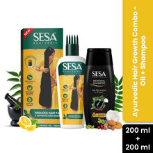 SESA Ayurvedic Hair Oil 200Ml + Medicinal Shampoo 200Ml Combo Control Hair Fall Help Hair Growth