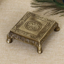 eCraftIndia Golden and Brown Brass Floral Design Traditional Pooja Chowki