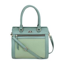 Yelloe Color Blocked Textured Handbag
