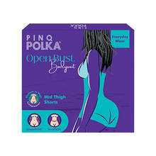 PINQ Polka Bodyshaper Open Bust Bodysuit Shorts Tummy - Easy-Pee Access (Black)