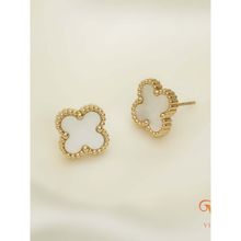 Viari Accessories Mini Clover Stud Earrings - White