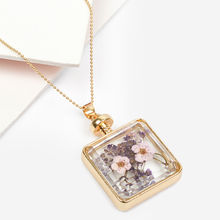Fablestreet Purple Dry Flower Necklace - Yellow Gold Colour
