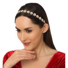 Accessher Gold Plated Bridal Mathapatti ,Headband Damini, Kundan Red Beads for Women