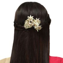 Accessher White Floral Pollen Hair Pins/Hair Bun & Braid Accessories for Women