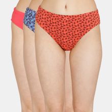 Zivame Rosaline Medium Rise Full Coverage Bikini Panty - Assorted (Pack of 3)