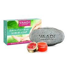 Vaadi Herbals Elbow-Foot-Knee Scrub Soap & Strawberry Lip Ba...