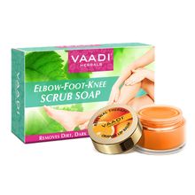 Vaadi Herbals Elbow-Foot-Knee Scrub Soap & Orange Lip Balm Combo