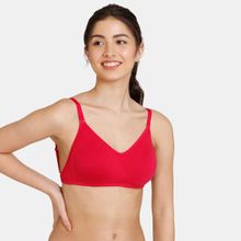 Zivame Beautiful Basics Double Layered Non Wired 3-4Th Coverage Backless Bra - Cerise - Red