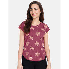 Zivame Floral Fancy Knit Cotton T-shirt - Cherries Jublie
