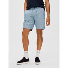 Selected Blue Mid Rise Linen Shorts