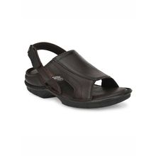 Hitz Brown Leather Sandals With Velcro Closure
