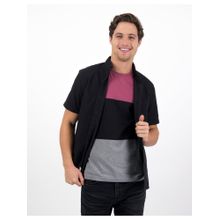 American Eagle Men Black Oxford Short Sleeve Button-Up Shirt