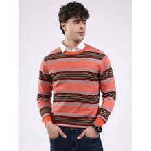 Monte Carlo Luxuria Men's Round Neck Full Sleeve Sweatshirt - Orange