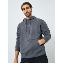 Styli Men Oversized Fit Earth Friendly Fleece Hoodie - Charcoal