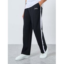 Styli Men Oversized Side Stripe Tape Detailing Terry Track Pant - Black