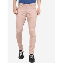 Greenfibre Men's Cotton Stretch Solid Pink Slim Fit Jeans