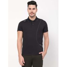 Dida Men Stretchable Athletic Dry-Fit Regular Sports Black Polo T-Shirt