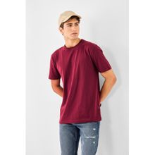 Snitch Men Burgundy Cotton Lycra Slim Fit T-Shirt