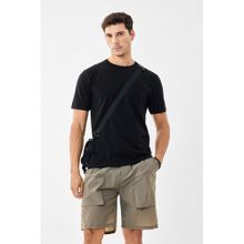 Snitch Men Black Cotton Lycra Slim Fit T-Shirt