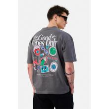 Snitch Men Charcoal Cotton Oversized Fit T-Shirt
