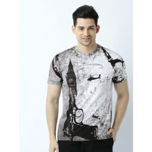 Huetrap Mens Printed Round Neck White T-Shirt