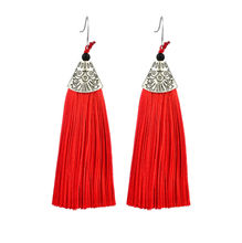 Youbella Stylish Thread Tassel Fancy Party Wear Long Earrings For Women(Red)