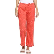Shopbloom Premium Cotton Bright Peach Flamingo Print Women's Pajama |Bottom Wear - Red
